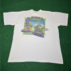 Vintage Smokin Joe Camel 90s Racing Cigarette Promo XL White T Shirt